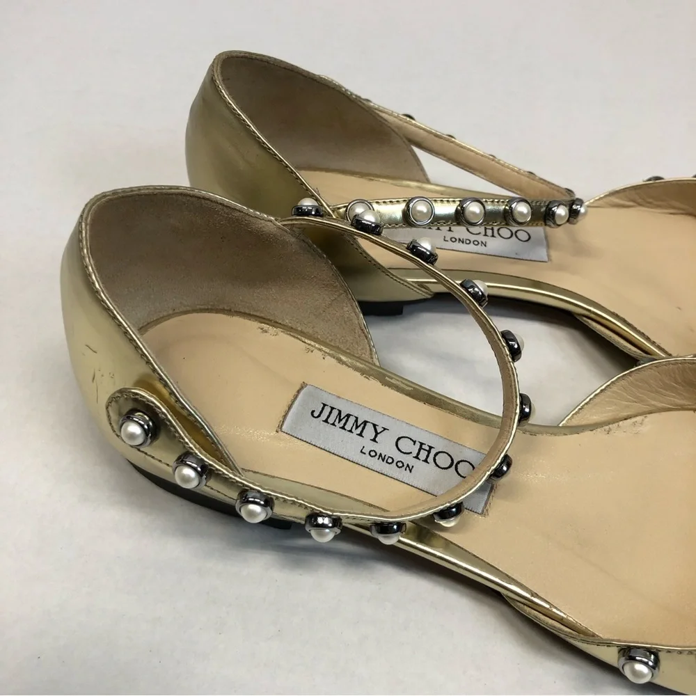 Jimmy Choo leema flat, gold, EUC - Picture 10 of 13